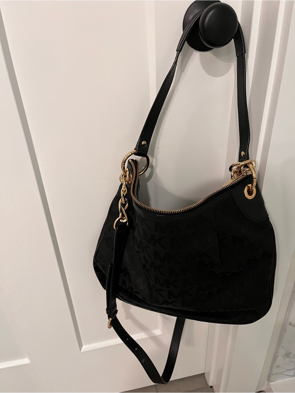 Michael Kors Black Shoulder Bag with Gold Hardware